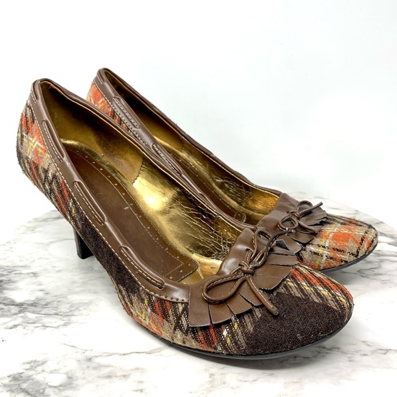 Rampage Shoes - VTG Rampage Trust Tartan Plaid Kiltie Pumps 10 Preppy Academia Coquette Girl